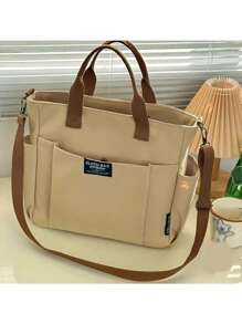 Grande borsa shopping in tela spaziosa per donna - resistente all'acqua, con cerniera, multitasche, portatile e alla moda - perfetta per pendolarismo, shopping, uscite in spiaggia e uso quotidiano - Multicolore - Visualizzare 7