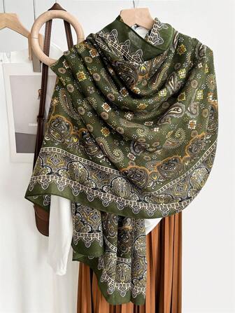 Scarf Women Versatile Long Shawl Outer Wear Thin Spring And Summer Gauze Scarf Silk Scarf Women Autumn And Winter New Large Flower Scarf For Dress