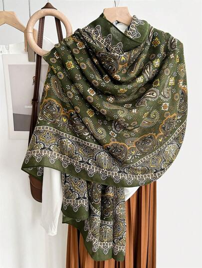 Bufanda para mujer, versátil, chal largo, ropa exterior, gasa delgada para primavera y verano, bufanda de seda para mujer, nueva bufanda grande con flores para vestido en otoño e invierno