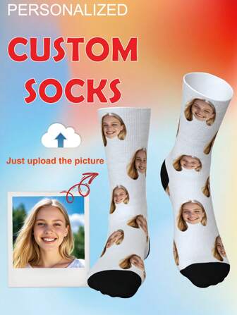 1 paire de chaussettes d'équipage personnalisées, chaussettes avec visage personnalisé, chaussettes avec photo personnalisée, chaussettes imprimées personnalisées, chaussettes avec visage amusant personnalisées, chaussettes avec photo personnalisée, mettez n'importe quel visage sur les chaussettes, cadeau d'anniversaire, cadeau de la Saint-Valentin, cadeau de mariage, cadeau de fête des mères, coloré, mignon, adorable, contracté, amusant, personnalisé, unique, personnalisé, cadeau idéal pour lui, petit ami, petite amie, famille, amis, grands-parents, enfants, elle