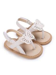 夏季新款婴儿女孩凉鞋，可爱蝴蝶设计露趾软底舒适幼儿鞋，0-1 岁