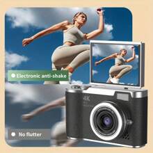 SEREE 4K Clamshell Digital Camera, 48MP Camera, Rechargeable Camera, 2.4-Inch Display Camera, Button Control, Equipped With 32GB Memory Card, The Best Gift For Valentine's Day, A Must-Have Gift For Beginners - màu đen - Xem 8