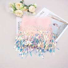 1 Stück Traumhafte Quaste Weidenblatt Pailletten Spitzenborte, Bekleidungs DIY Accessoire, schillernde Pailletten Fransen - Verschiedenfarbig - Übersicht 18