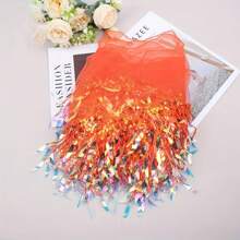 1 Stück Traumhafte Quaste Weidenblatt Pailletten Spitzenborte, Bekleidungs DIY Accessoire, schillernde Pailletten Fransen - Verschiedenfarbig - Übersicht 10