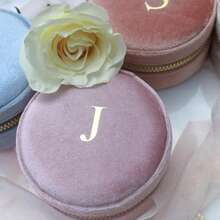 1 件个性化定制珠宝盒，圆形毛绒珠宝收纳盒，多槽戒指收纳盒，家庭珠宝收纳盒，妈妈珠宝收纳盒，多功能珠宝收纳盒，便携式旅行珠宝盒，送给她的礼物 - 多色 - 查看 3