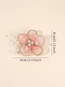 2pcs Pink Hair Clips For Women Girls Solid Color Mesh Flower Alligator Clips With Pearl Elegant Gold Edge Mesh Floral Hair Clips Pearl Flower Hair Clips Wedding Party Holiday Gifts Barrettes Women Hair Accessories