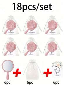 3/6/18 Pieces, Bridal Shower Favors Rose Design Mirrors Plastic Compact Mirrors Bridal Thank You Cards With Organza Bags Wedding Party Gifts Bridesmaid Gifts For Guests Bridal Party Supplies