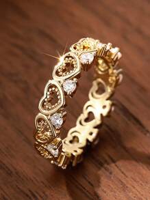 1pc Delicate Cut-Off Heart Ring Ladies Jewelry For Women 925 Sterling Silver Ladies Fine Jewelry For Girls Wedding Prom Party Decor