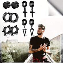 10 件不锈钢时尚朋克磁性耳夹套装，男女皆宜，适合日常或派对使用，可作为生日礼物赠送给家人和朋友