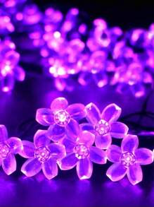1pc Solar Powered Cherry Blossom String Lights, Multi-Mode Adjustable Outdoor Fairy Lights For Valentine's Day, Garden, Yard, Fence, Porch, Tree, Flower Themed Party, Waterproof Holiday Decor