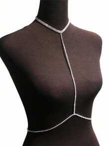 Colar com strass brilhante e moderno, acessório de biquíni sexy feminino, decoração de roupa íntima para festa na praia