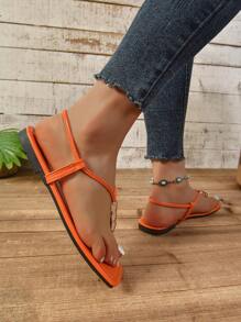 Sandalias planas de playa con puntera cuadrada y apertura tipo francés, cómodas y con estilo 2 en 1 para mujeres, modelo nuevo 2025