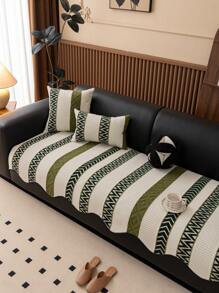 1 件不对称雪尼尔沙发垫，防滑沙发套，适合所有季节 - 綠色 - 查看 4