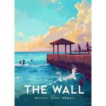 电脑夏威夷拉海纳复古旅行海滩风景帆布画现代房间家居装饰画无框