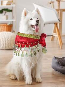 Hunde Bauchtanz Kostüm - Welpen Outfit mit pailletten Hüftkette & hüftschwingender Rock - ideal für Corgi und Welpen Geburtstagsfeiern