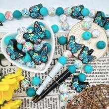 25pcs/Set Silicone Butterfly Beads - Handmade Beading Kit For DIY Jewelry, Keychains, Pen Decorations, Bag Chains, Bracelet & Necklace Making Accessories - Butterfly Series - View 10