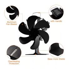 TCFUNDY Heat Powered Fireplace Stove Fan With 6 Blades For Efficient Log Wood Burner Performance - Default - View 3