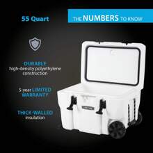 55 Quarts.Hard Sided Cooler Box With Wheels, Arctic White - Single - View 6