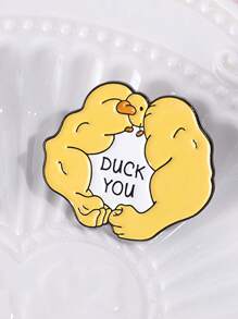 1pc Cute Cartoon Duckling Shaped Metal Brooch, Versatile Personalized Animal Gift Accessory - Yellow - View 5
