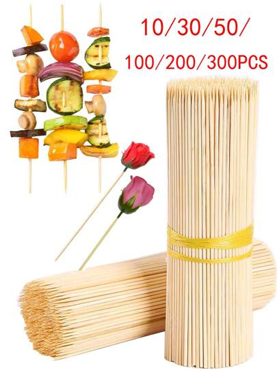 50/100/200/300pcs 30cm Thickened 3mm Disposable Bamboo Skewers, For DIY Bouquets, Commercial & Home Use, Poke Poke Chicken, Sausage, Hawthorn Fruit, Oden Tools
