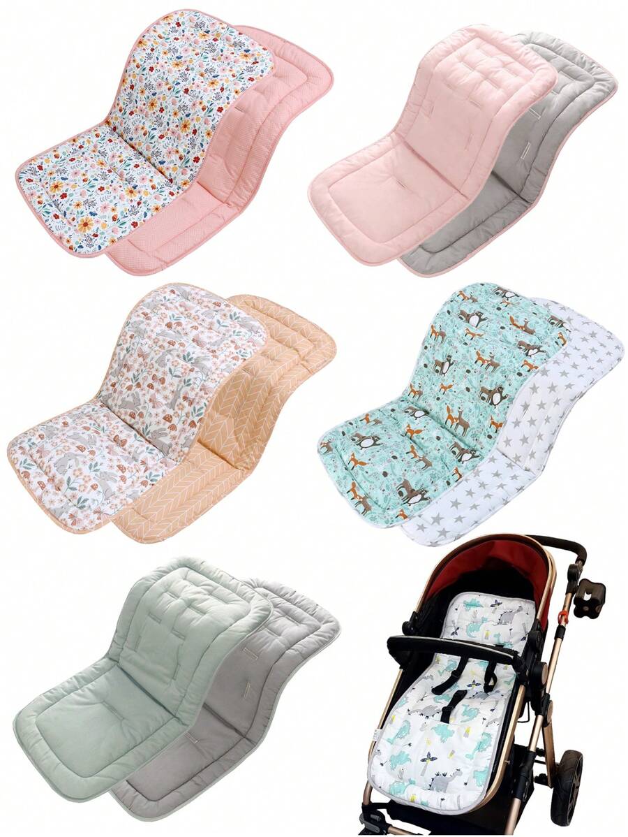 1 件舒适婴儿推车座椅垫，可翻转高脚椅垫