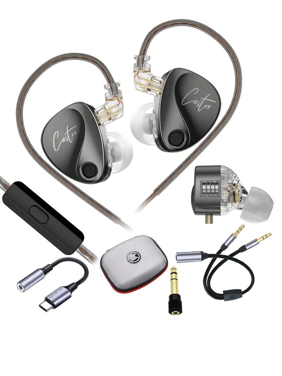 KZ Castor 全新原装 Harman 调谐低音增强监听耳机，HiFi 可调节音乐耳塞，被动式防噪，入耳式运动耳机，带麦克风 - Improved Bass With Mic - 查看 1