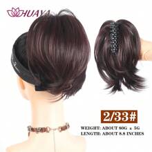 短直爪夹马尾辫接发，凌乱假发髻爪夹发片，女士凌乱发髻发圈，女孩（棕色混合灰金色） - 彩色 - 查看 13