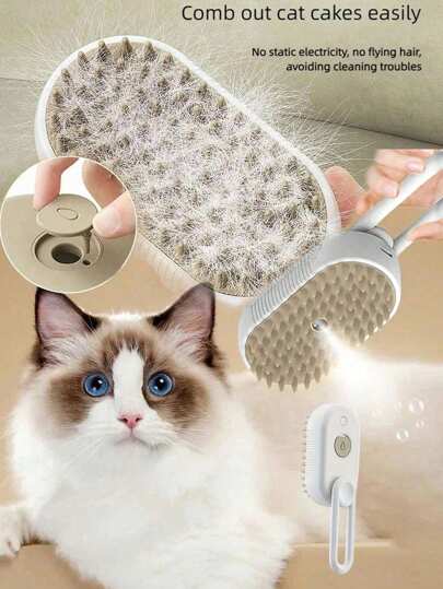 3 In 1 Usb Rechargeable Water Spray Cat/Dog Lover Gift And Dog/Cat Mom Love Massage Brush Electric Cat Lover Gift And Cat Mom Love Hair Removal Comb