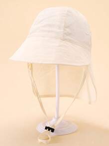 1pc Kids Summer Sun Protection Breathable Mesh Cape Hat, Solid Color Bucket Hat Suitable For Children Outdoor Activities, Travel, Beach, Swimming Protection