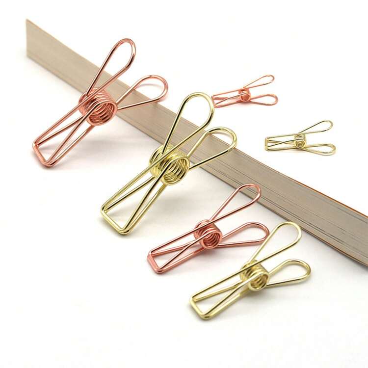 10 件装金属三色书夹收纳装订夹鱼尾夹票夹，采用优质不锈钢制成，电镀确保耐用性，返校，学校用品 - 彩色 - 查看 6
