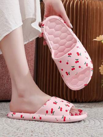 Sandalias de mujer con suela suave EVA para uso interior/exterior, antideslizantes, con estampado para el baño de verano