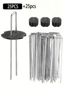 U-Shaped Garden Stakes For Fixing Lawn Turf, Landscape Fabric, Ground Fabric, Garden Net, Galvanized Steel Garden Spikes, Landscape Cover Spikes With Ground Spikes And Washers, Galvanized Control Fabric, Lawn Spikes, Agricultural Film Cover, Dust Control Net, Soil Fence - Multicolor - View 17