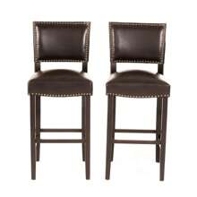 MERAX Contemporary Rubberwood Barstool With Nailhead Accents