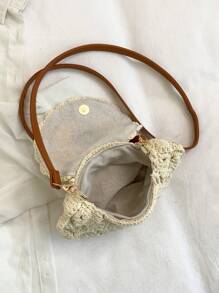 Summer Straw Chic Minimalist Shoulder Cross-Body Bag - Yellow - View 8