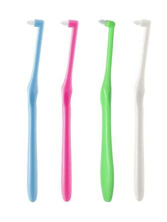 Brosse à dents orthodontique à une touffe effilée, convenant au port de bagues, aux dents de sagesse, soies de dureté moyenne