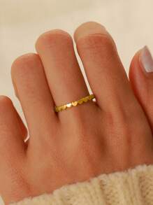 BALMORA 1pc 925 Sterling Silver Tiny Heart Ring, Exquisitely Delicate And Fresh Japanese Style Ladies Ring, Minimalist Daily Wear, Valentine's Jewelry Gift - Gold - View 7