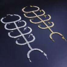 1 cadena para piernas y Body de mujer con diamantes de imitación exagerados, multicapa, sexy, para discoteca, playa