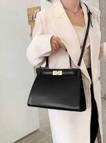 Black Elegant Handbag For Women, 2025 New Fashion High-End Luxury Niche Commuter Shoulder Bag With Large Capacity