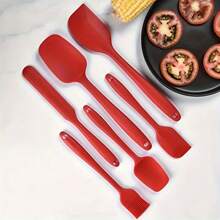 6 Pieces Silicone Kitchen Kitchenware Set - Non-Stick Heat Resistant Baking Tool With Scraper, Brush & Flipper - Cooking Accessories, Baking Tools For Baking, Cooking & Mixing, Dishwasher Washable, Easy To Clean, Kitchen Utensils, Kitchen Supplies