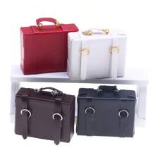 4 Colors Mini Suitcase, Mini Briefcase, Mini Handbag, Faux Leather Suitcase, Decorative Ornaments, Miniature Model, Dollhouse Accessories, Micro Landscape Decor, Photography Props, Pretend Play Toy