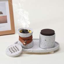 A Three Pieces Minimalist Incense Burner. Unique Design With Leather Straps. Aromatherapy Supplies. Suitable For Home Decoration, Bedroom, Living Room, Reception Room, Yoga Room, Studio, Restaurant, Party, Atmosphere Scene Decoration Supplies, Desktop Ornaments, Festival Supplies, Can Be Used As Gifts Birthday Graduation