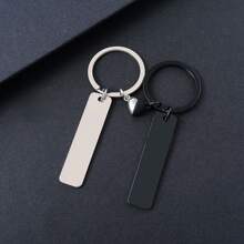 Custom Engraved Metal Keychain, New Personalized Simple Couple Gift Keychain Pendant Mirror Stainless Steel Long Heart Cute Style Accessories, Couple's Day Gift, Holiday Gift