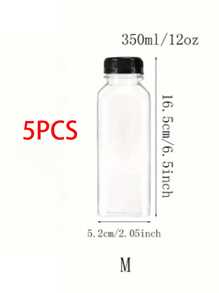 5pcs Plastic Juice Bottles With Caps, 8oz 12oz(250ml,350ml),Juice Containers With Lids For Fridge, Reusable Juicing Bottles, Smoothie Bottle, Empty Plastic Juice Bottles, Drink Containers With Lids, Empty Milk Bottles Plastic Smoothie Drink Bottles
