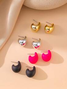 Set di 8 paia di orecchini a goccia d'acqua di colori misti, minimalista e alla moda per uso casual quotidiano