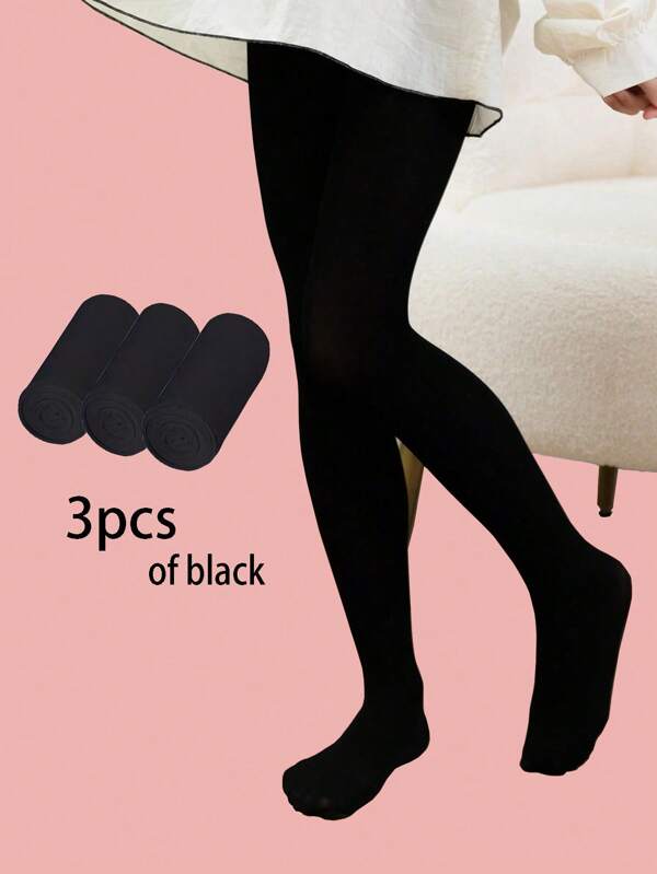 3 paires de collants de ballet/danse noirs pour filles, collants