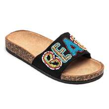 Platform Sandal With Decorative Pearl Embroidery Strap