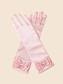 1/10双儿童牛奶丝手套，冰雪公主服装配饰，舞台表演公主裙魔法手套，适合演出、角色扮演、派对，是送给孩子的绝佳礼物 - 黃色 - 查看 5