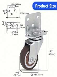 4pcs L-Shaped Universal Universal Wheel 1.25 Inch Flower Stand Table Mobile Wheel Roller Wheel Mute Caster Crib Ply Pulley(2 With Brakes + 2 Without Brakes)