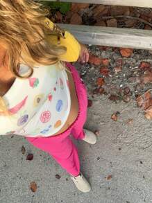 Women's Maternity Camisoles Spaghetti Straps Fruit Print Crop Tank Tops Perfect For Summer - Beige - View 5