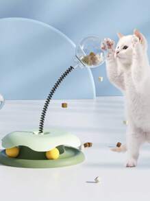 1pc Cat Snack Ball Feeder Toy With Spring Playplate, Self-Entertainment Cat Toy